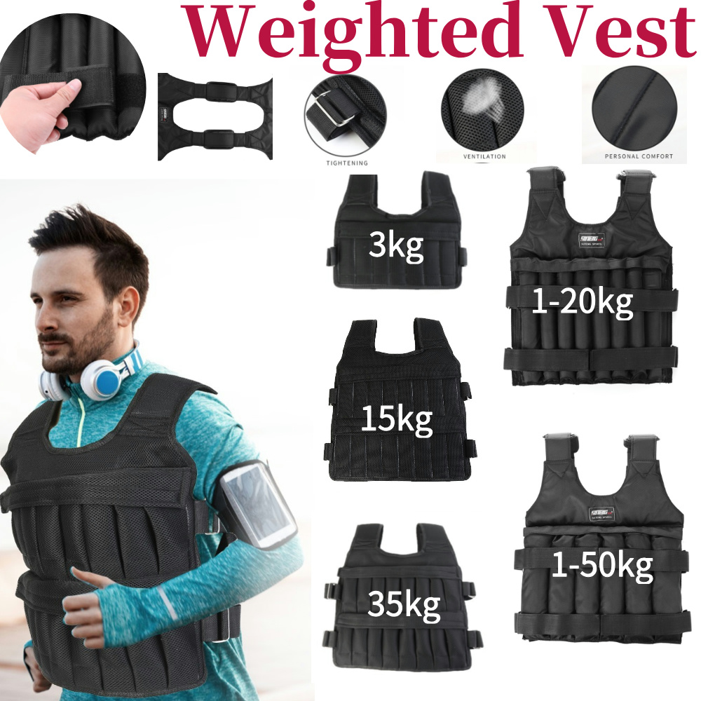Crossfit Vest - เสื้อแจ็คเก็ตออกกำลังกายแบบปรับน้ำหนักได้ 3/15/35 กก. อุปกรณ์ออกกำลังกายสำหรับวิ่ง เทรนนิ่ง วิ่งจ๊อกกิ้ง