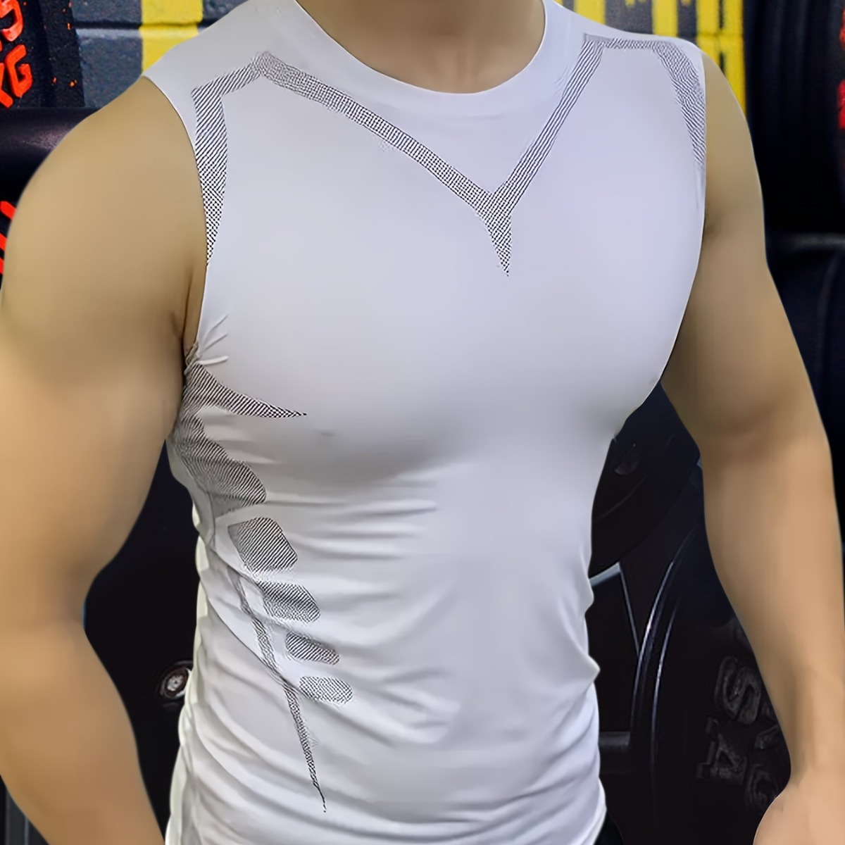 Mans Compression Tank Top Men  - Crossfit Vest บทวิจารณ์และราคา